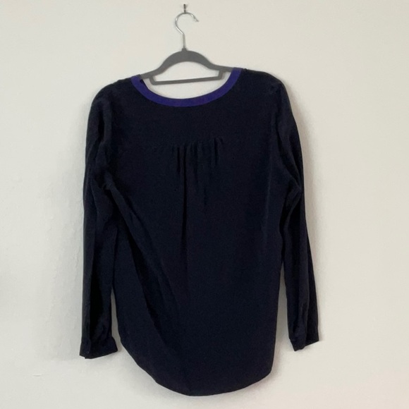 Joie navy blue long sleeve blouse - Picture 4 of 4